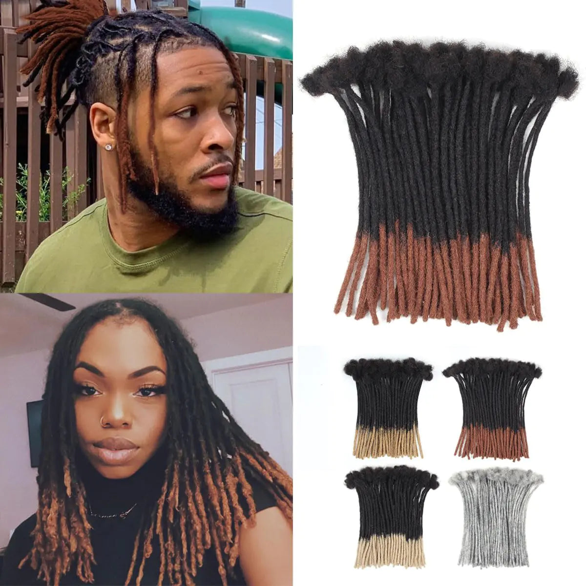 50 Strands 8 inch Loc Extensions Human Hair 0.4cm Width 100% Human Hair Dreadlock Extensions for Men/Women Can be Dyed Soft Dreads Extensions1B/30