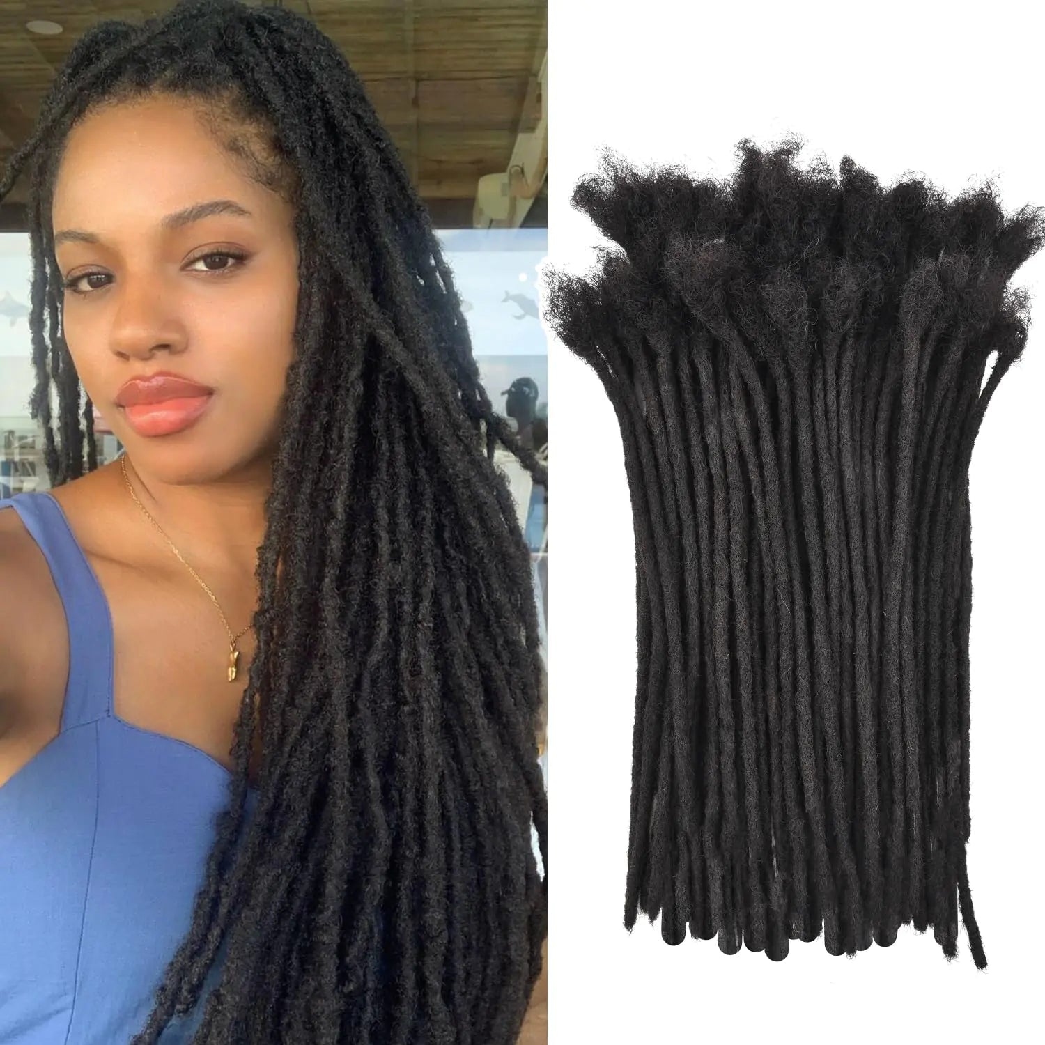 30pcs Loc Extensions Human Hair Dreadlock Extensions for Men/Women 100% Real Human Hair Permanent Dreadlock Extensions Locs Extensions Human Hair Can Be Dyed