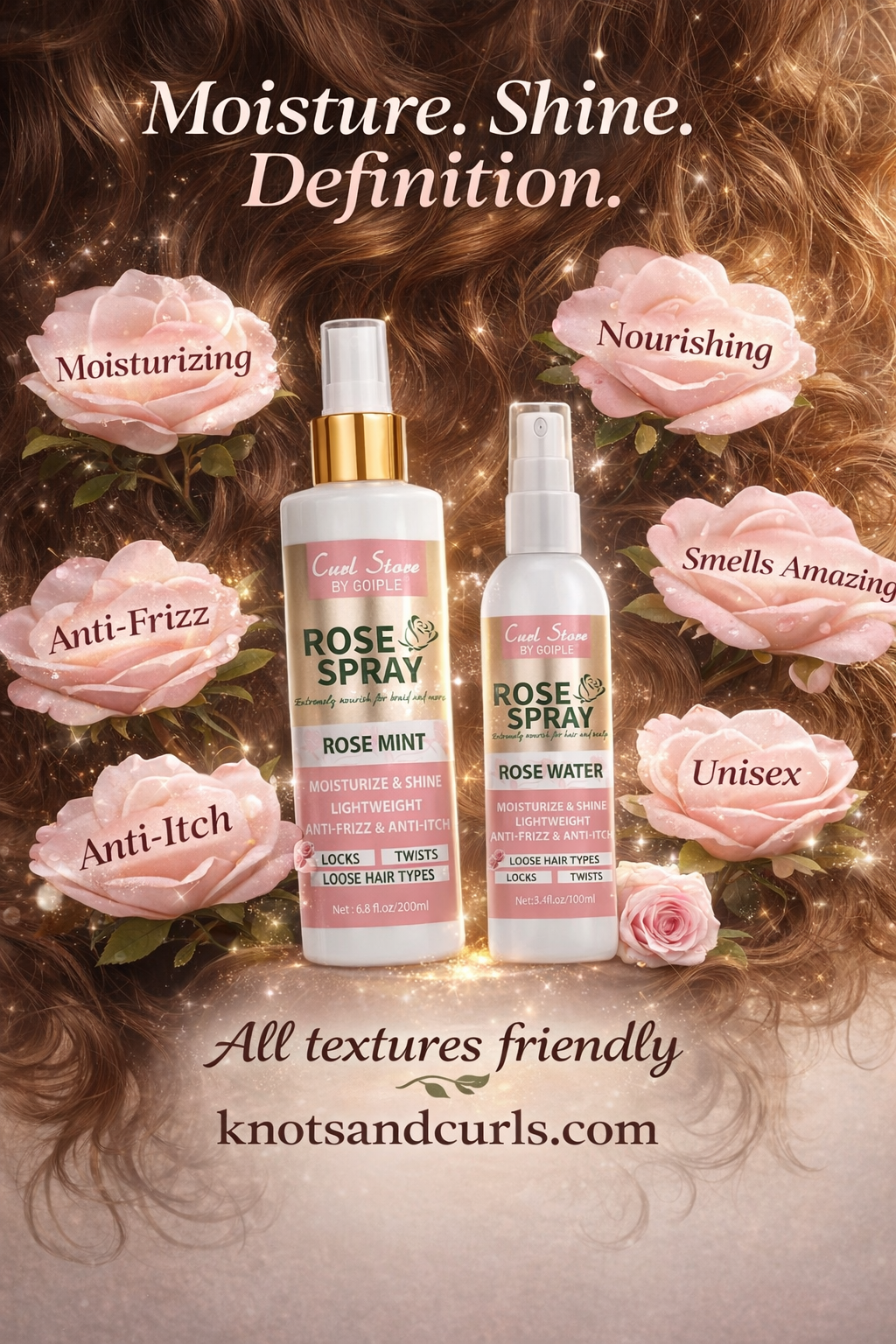 2Pcs Rose Water Spray for Hair/Scalp Moisturizer Natural Loc Gel for Retwist Rose Water for Locs