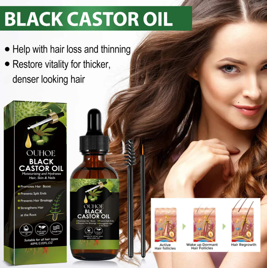 2pk Cold pressed Black Castor Oil for Hair Repair & Hydration
