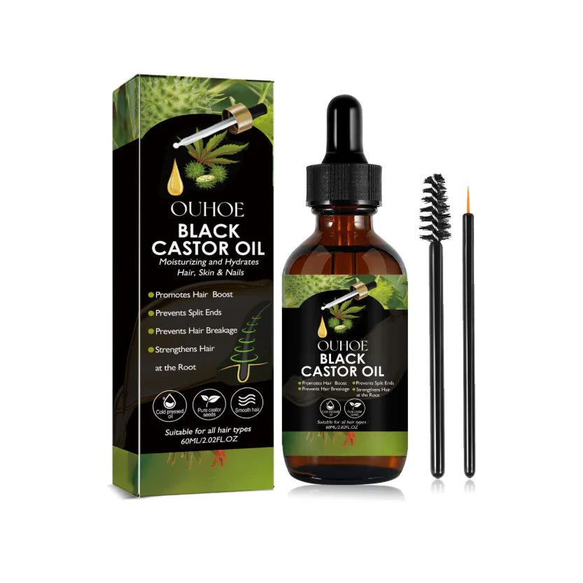 2pk Cold pressed Black Castor Oil for Hair Repair & Hydration