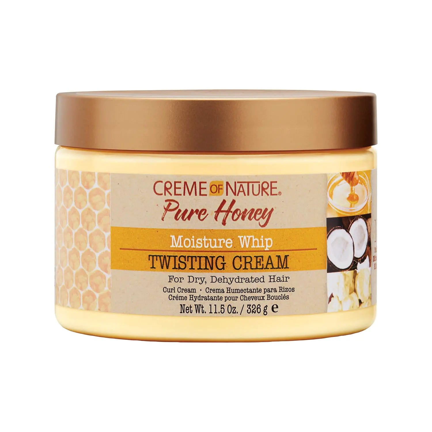 Creme Of Nature Curl Cream for Curly Hair Pure Honey Moisture Whip Twisting Cream for Dry Dehydrated Hair 11.5 Fl Oz