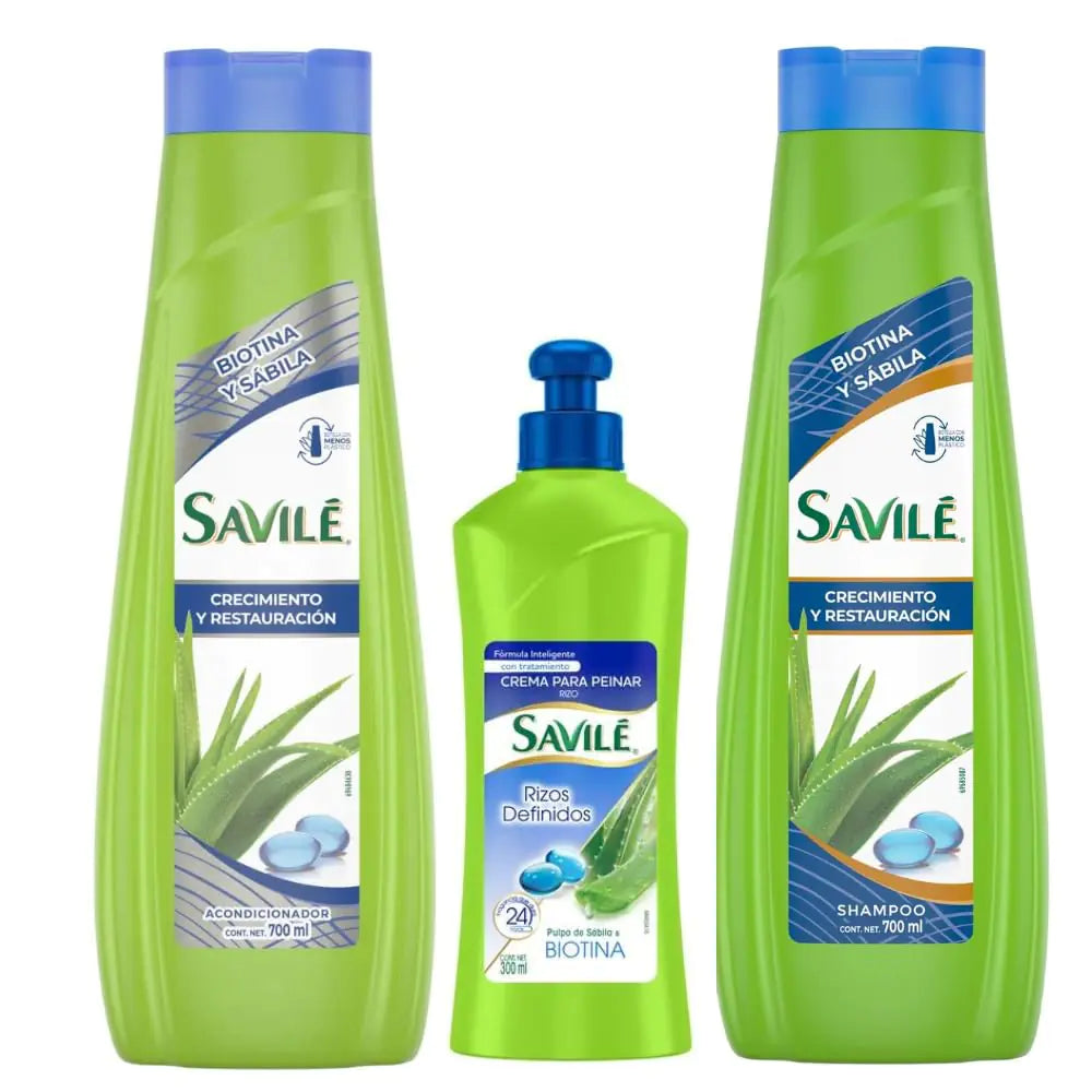 SAVILE Aloe + Biotin Shampoo & Conditioner & Hair Comb Cream Sabila Biotina NEW