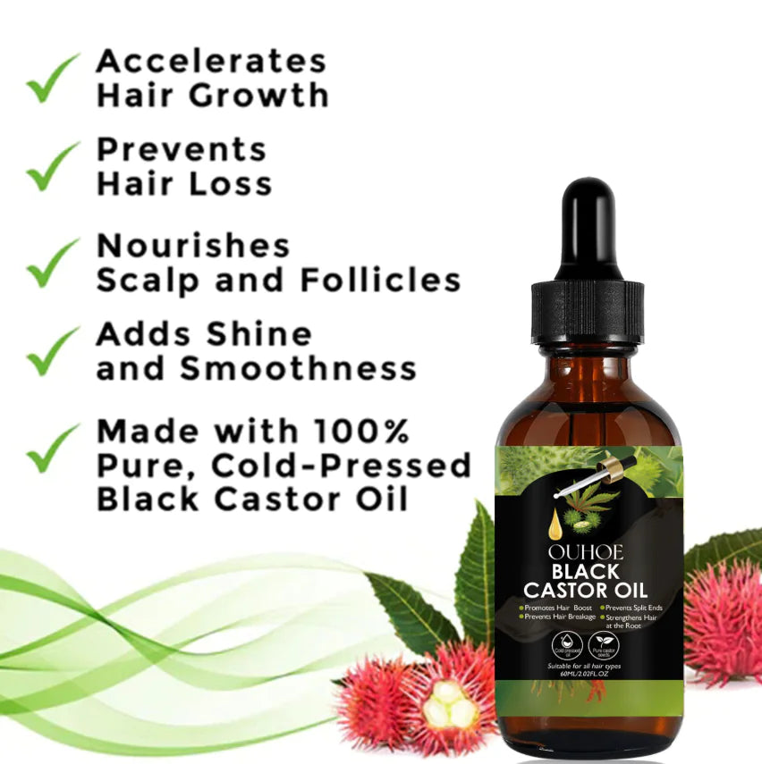 2pk Cold pressed Black Castor Oil for Hair Repair & Hydration