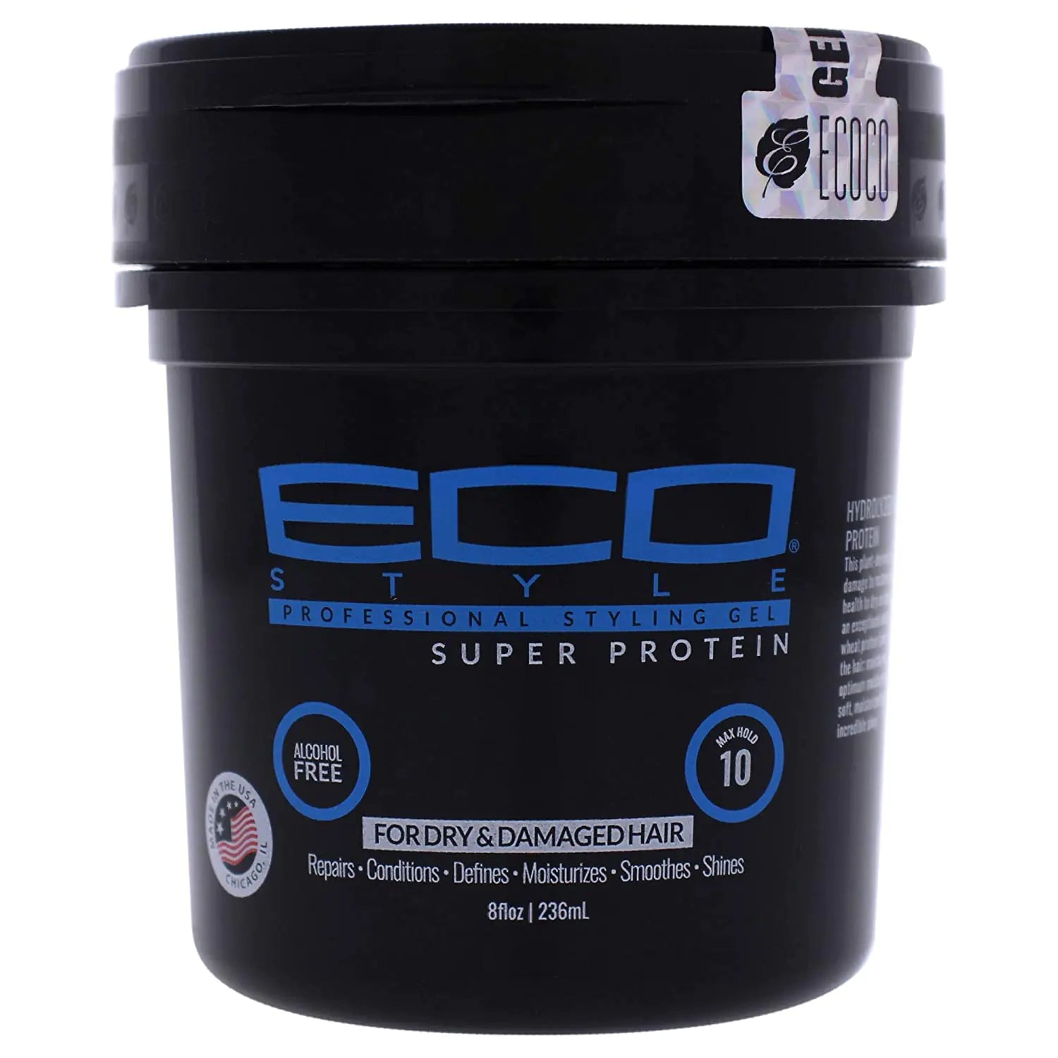 Eco Style ECOCO Gel Regular Super Protein Provides Gravity Defying Hold & Long Lasting Shine Helps Maintain Healthy Hair Perfect for Pin Ups & Twist for All Hair Types Clean Scent 8 Oz