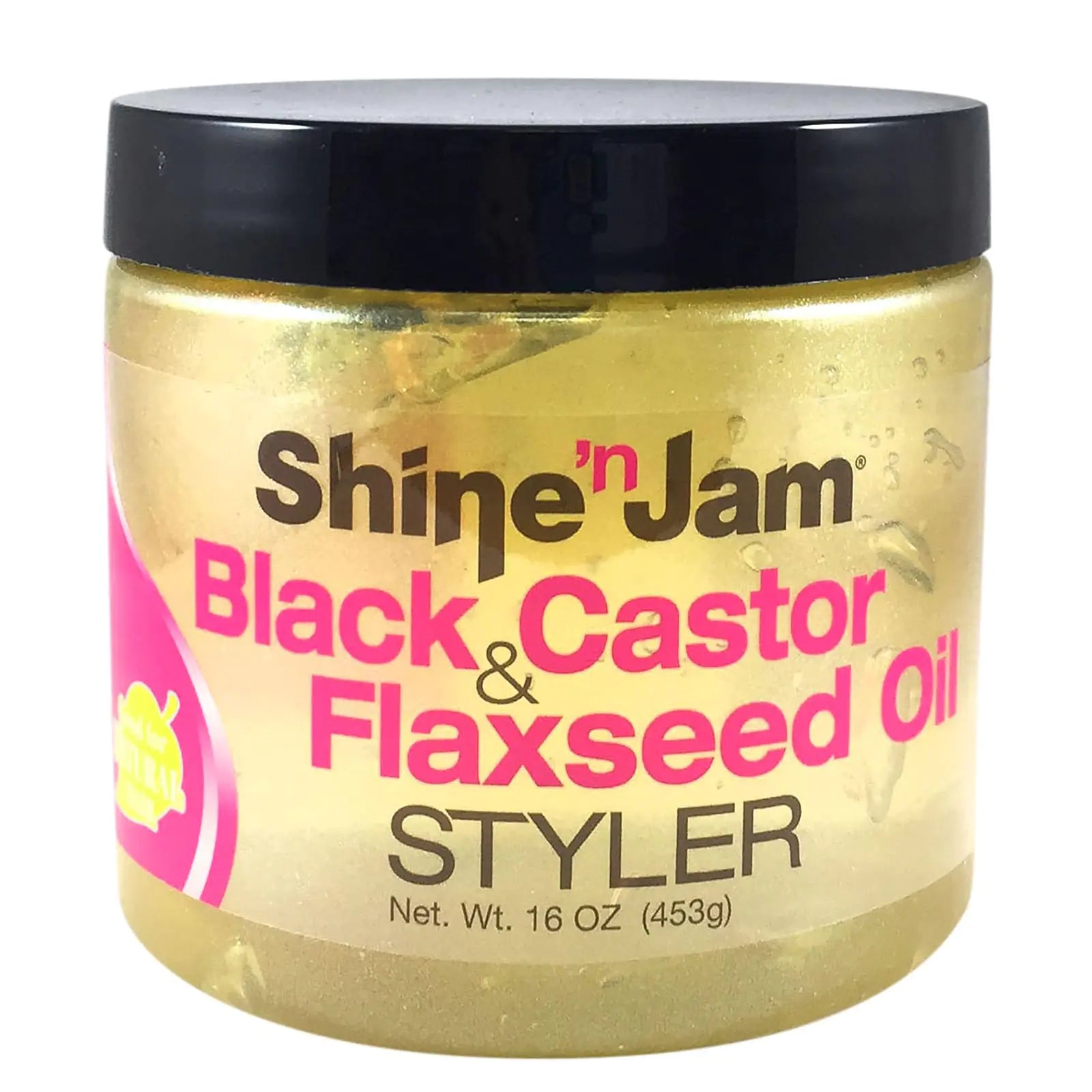 Shine-n-Jam Castor Oil and Flaxseed Gel - Nourishes Tresses and Adds Shine - Infused With Vitamin E to Condition All Hair Textures - Strengthens with Keratin Protein and Omega 3-16 oz