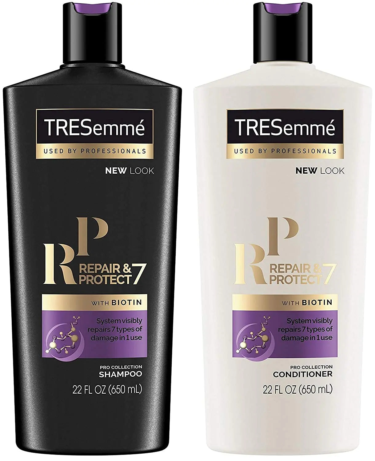 TRESemme Shampoo and Conditioner Set Repair & Protect 7 with Biotin Visibly Repairs 7 Types of Styling Damage and Strengthens Hair 22 Fl Oz each