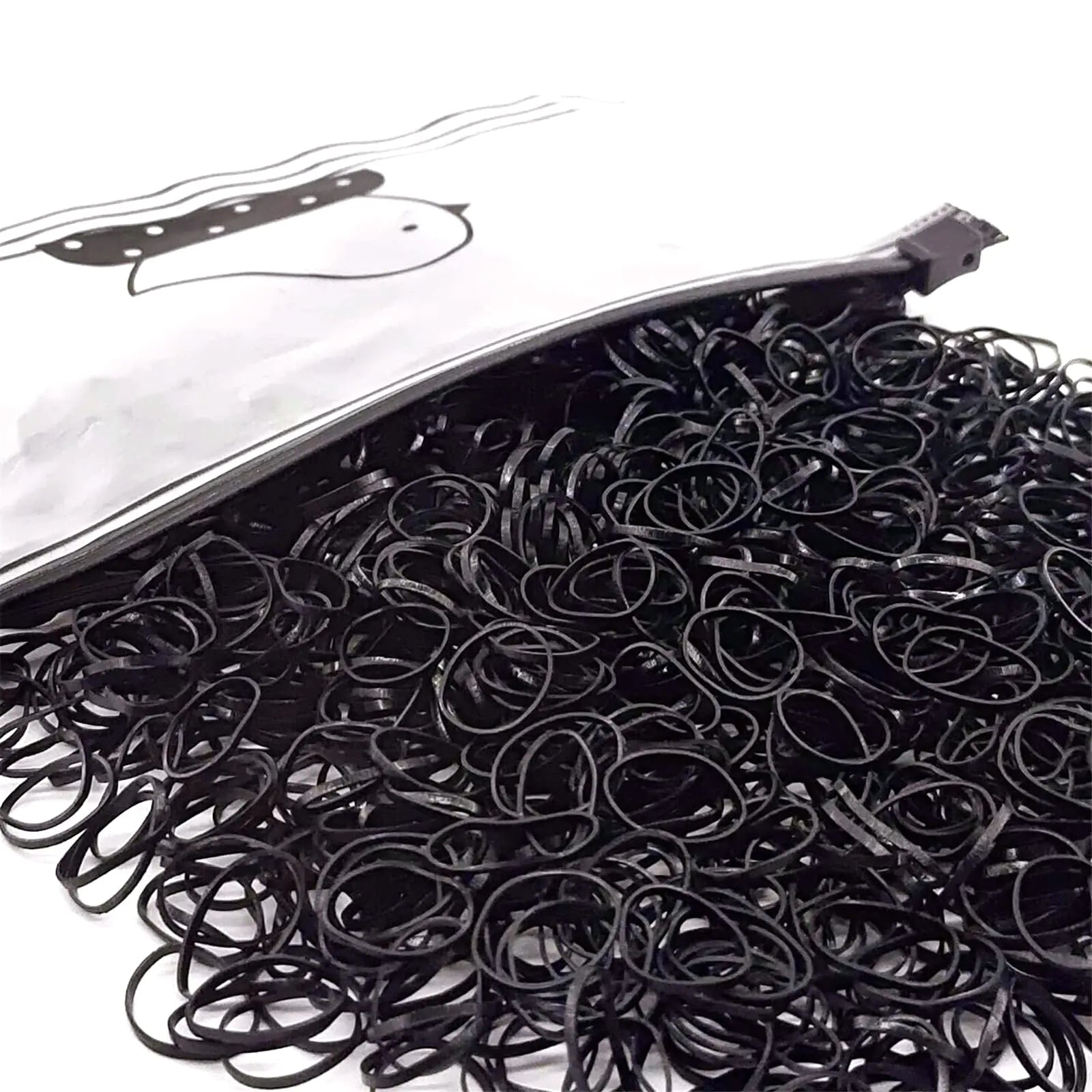 1500pcs Mini Rubber Bands Non-slip Black Rubber