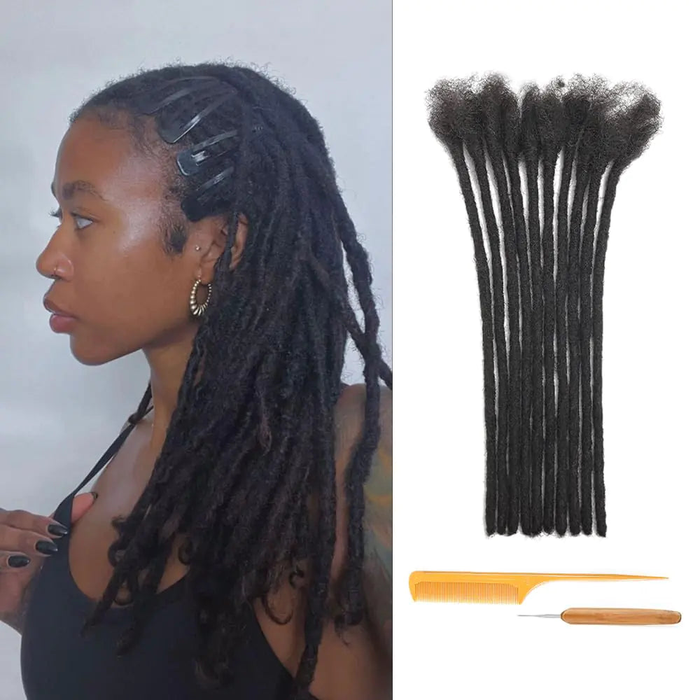 10pcs 10 inch 100% Human Hair permanent Loc Extensions chemically resistant