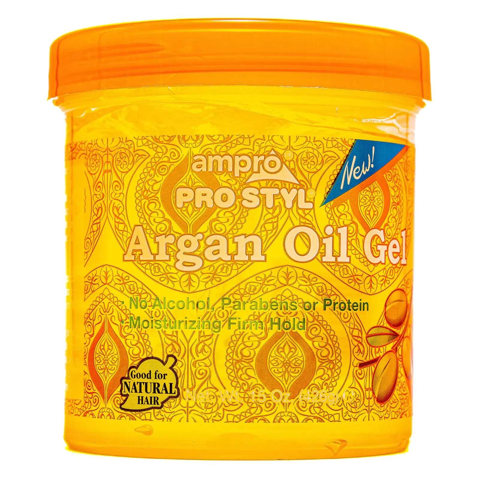 AmPro Pro Styl Argan Oil Styling Gel - Moisturizes and Conditions Your Strands - Non-Flaking Alcohol Free Vegan Formula - Creates Flexible Touchable Hold for All Hair Textures - 15 oz